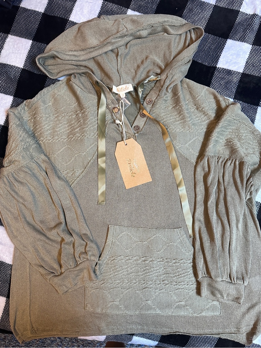Listicle Olive Green Hooded Pullover Sweater